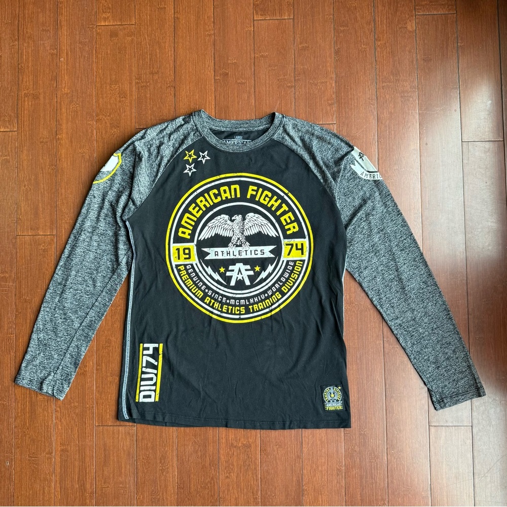 American Fighter Gray and Black Long‎ Sleeve Shirt